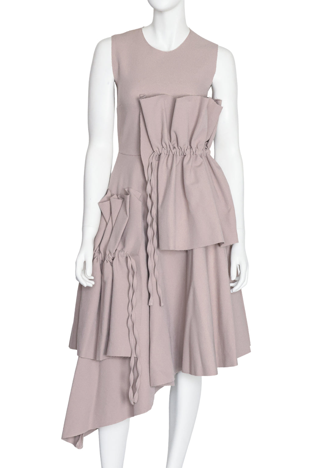 MSGM - A DUSTY PINK DRESS WITH RUFFLE AND RUCHED DETAILS