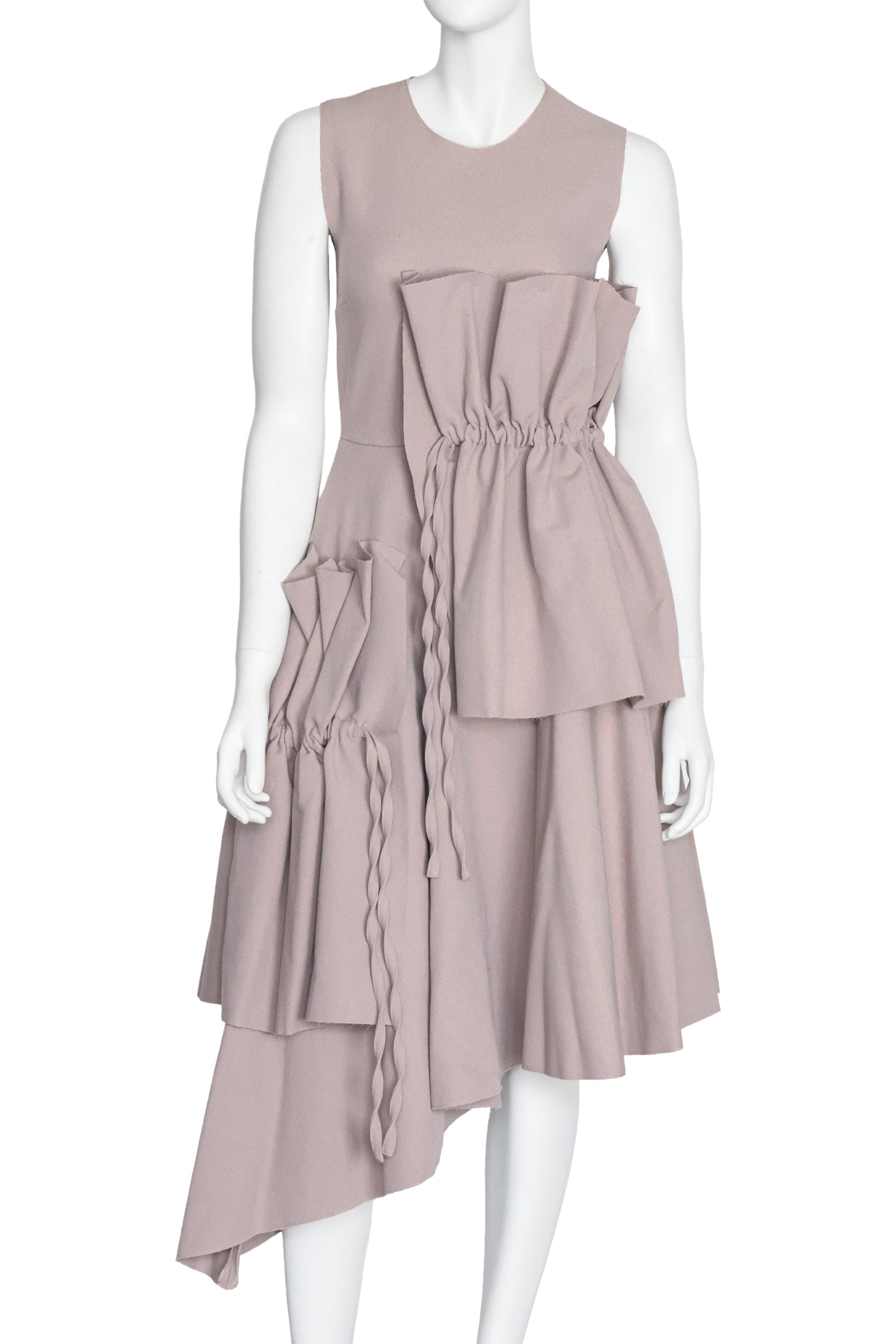 MSGM - A DUSTY PINK DRESS WITH RUFFLE AND RUCHED DETAILS