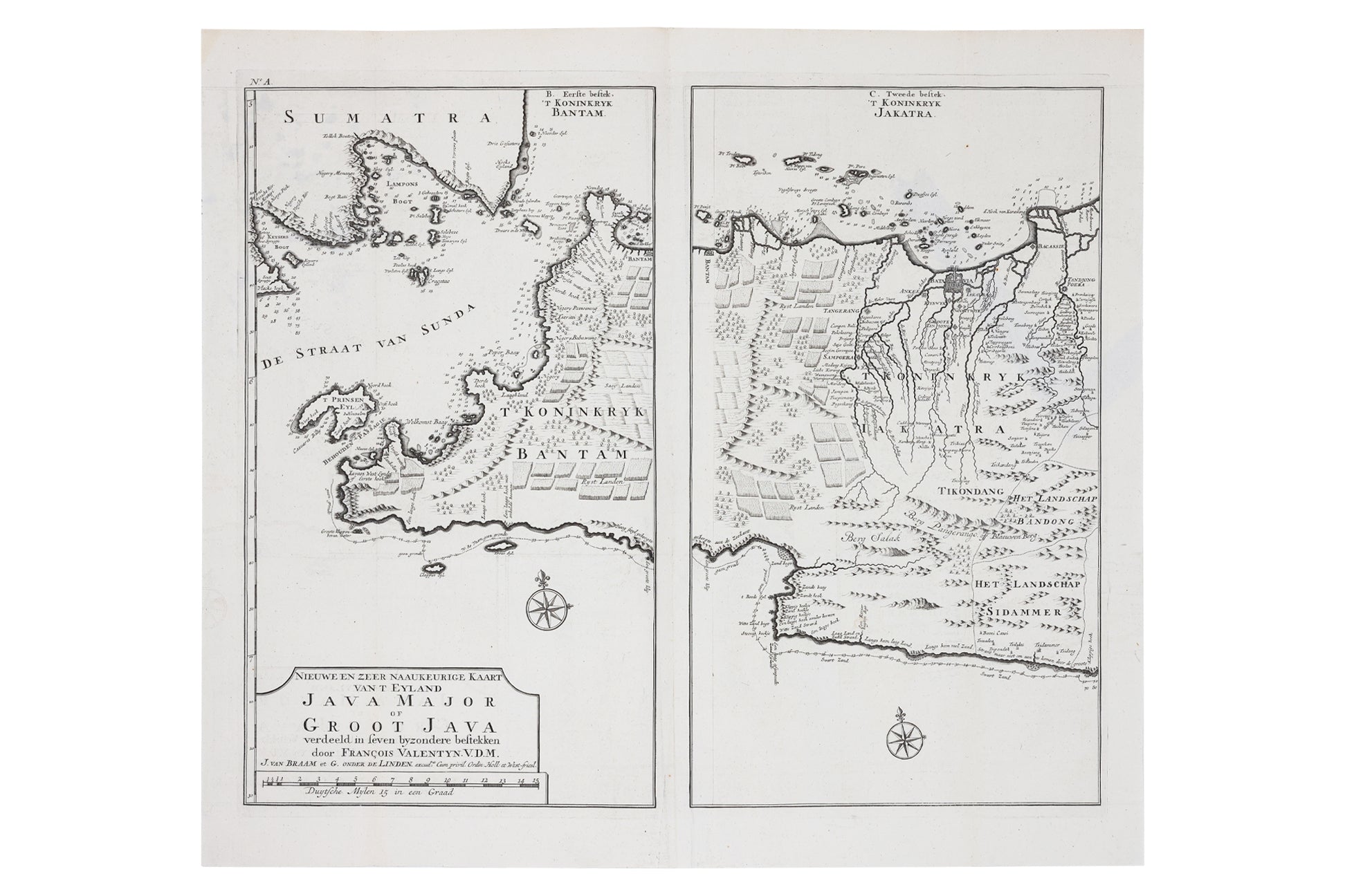 NIEUWE EN ZEER NAAUKEURIGE KAART VAN T EYLAND JAVA MAJOR OF GROOT JAVA, FRANCOIS VALENTYN, 1724