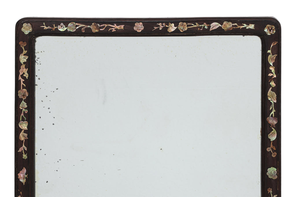 A MOTHER OF PEARL INLAID TABLE MIRROR