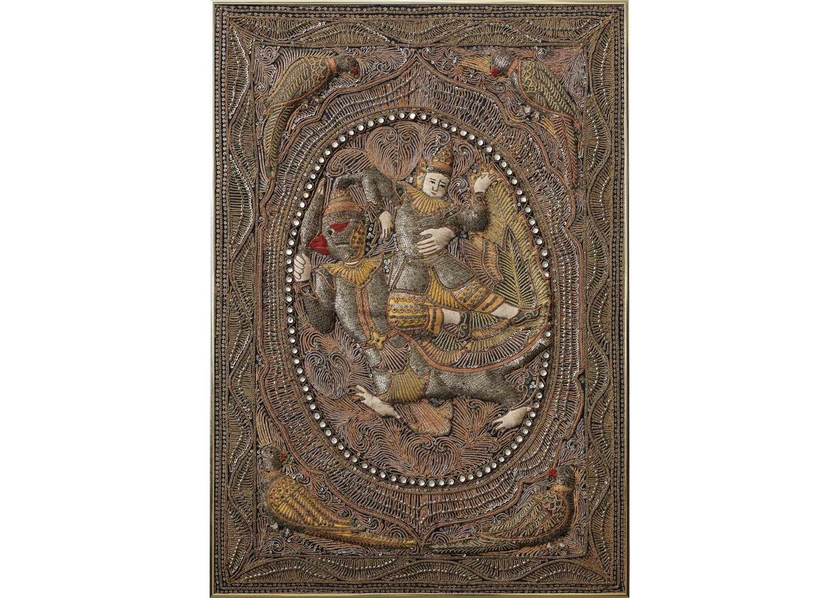 A BURMESE KALAGA EMBROIDERED PANEL