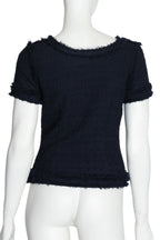 MICHAEL VAN DER HAM - A NAVY SHORT SLEEVE TEXTURED TOP