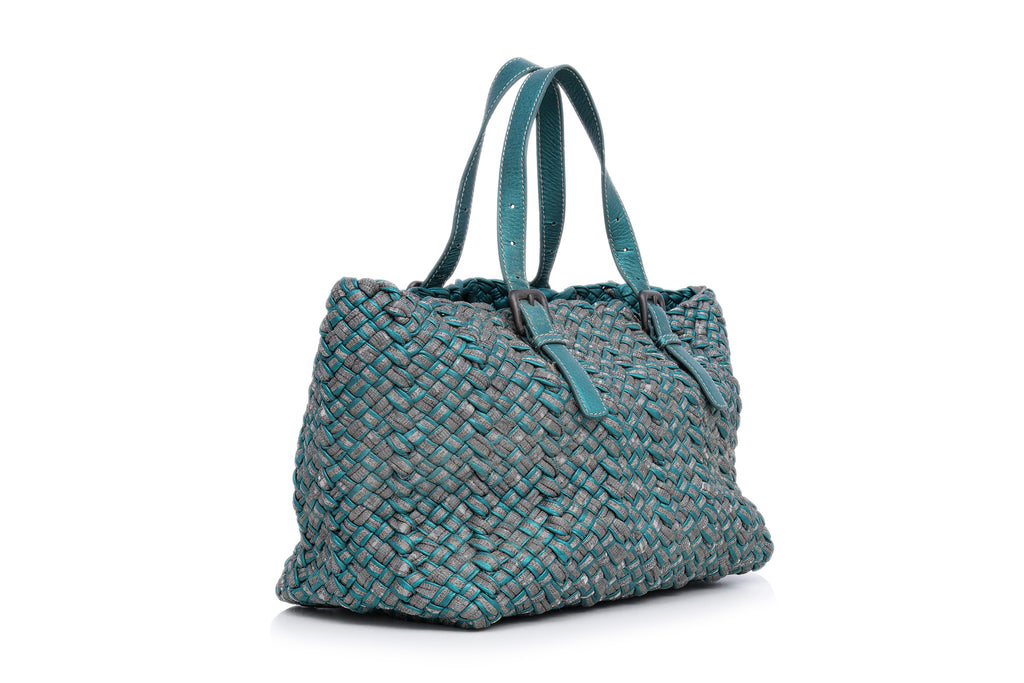 BOTTEGA VENETTA - A METALLIC INTRECCIATO CESTA TOTE BAG