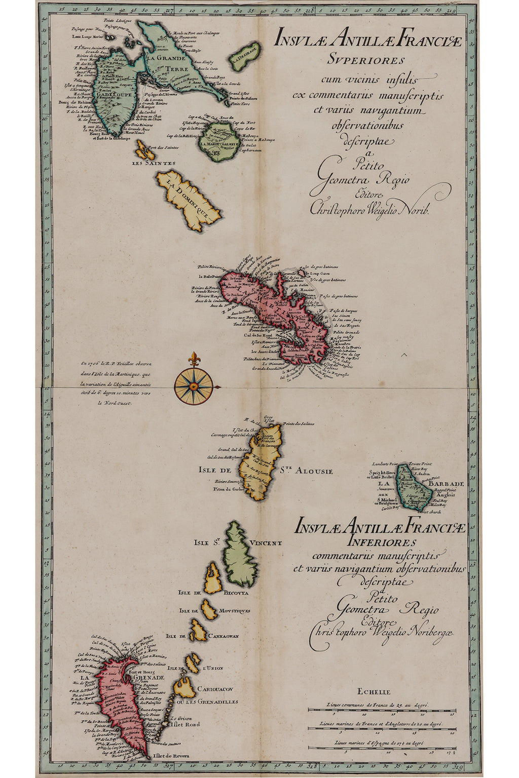 INSULAE ANTILLAE FRANCIAE SUPERIORES & INFERIORES, CHRISTOPHER WEIGEL, C. 1718