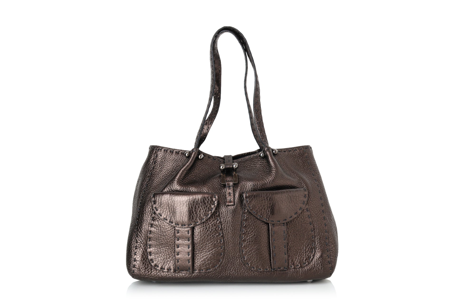RENAUD PELLEGRINO - A BRONZE METTALIC SHOULDER BAG