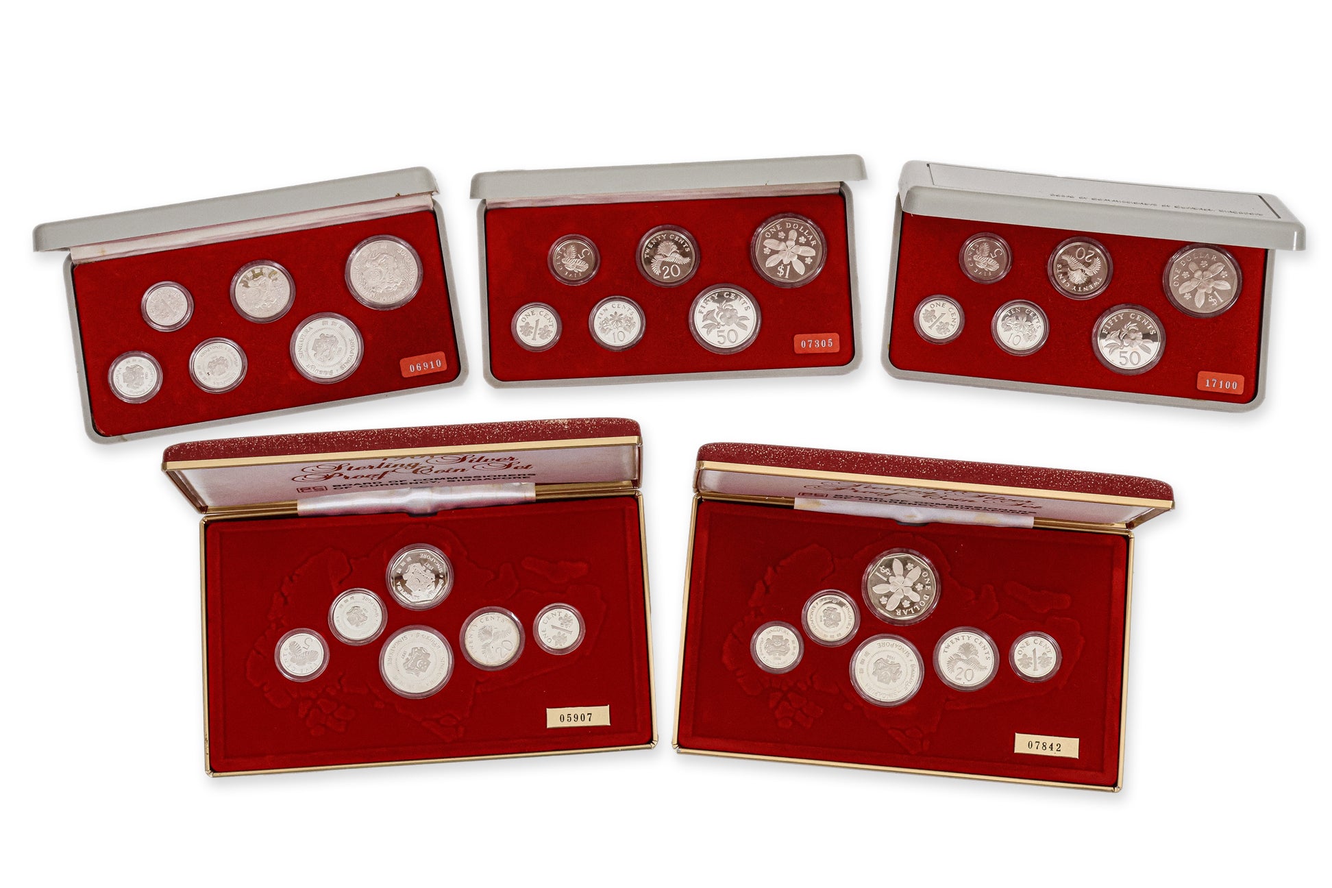 SINGAPORE, SILVER PROOF COIN SETS, 1983-1987 (5)