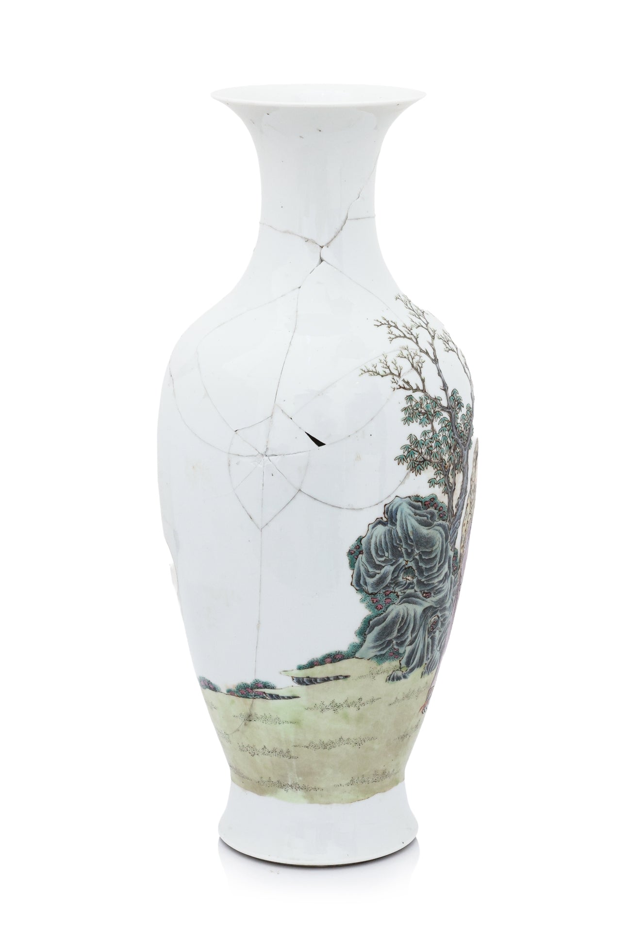 A FAMILLE ROSE PORCELAIN BALUSTER VASE