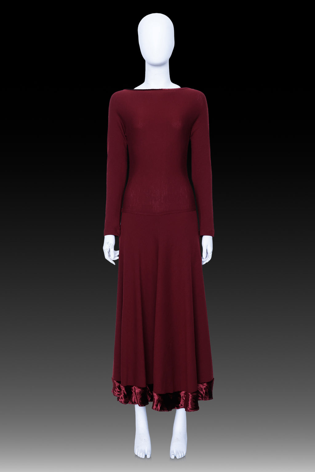 DONNA KARAN - A LONG RED WOOL BLEND DRESS