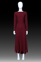 DONNA KARAN - A LONG RED WOOL BLEND DRESS