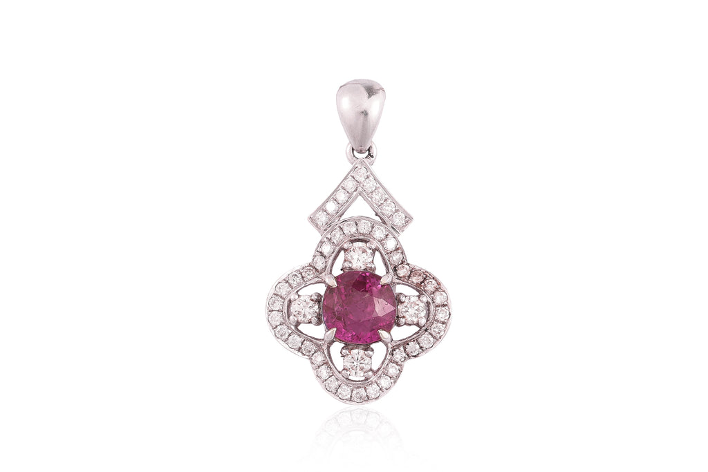 AN UNHEATED BURMESE RUBY AND DIAMOND PENDANT