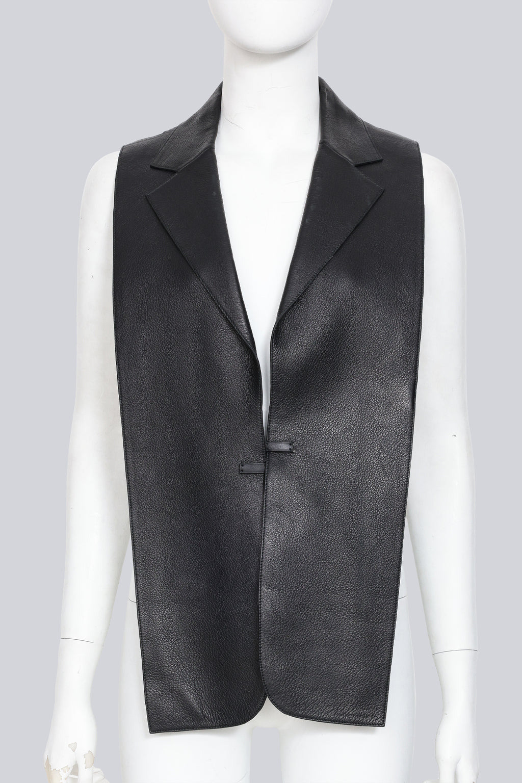 HERMES - A JEAN-PAUL GAULTIER BLACK DEERSKIN LEATHER WAISTCOAT