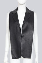 HERMES - A JEAN-PAUL GAULTIER BLACK DEERSKIN LEATHER WAISTCOAT