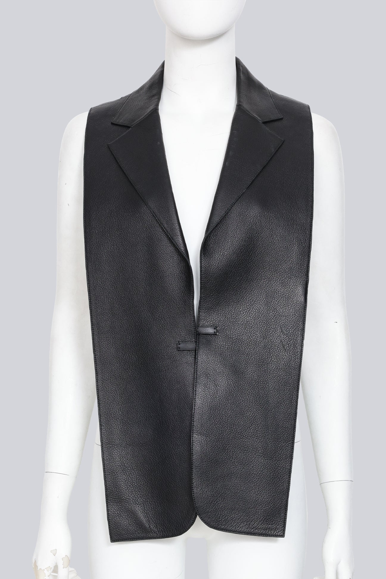 HERMES - A JEAN-PAUL GAULTIER BLACK DEERSKIN LEATHER WAISTCOAT