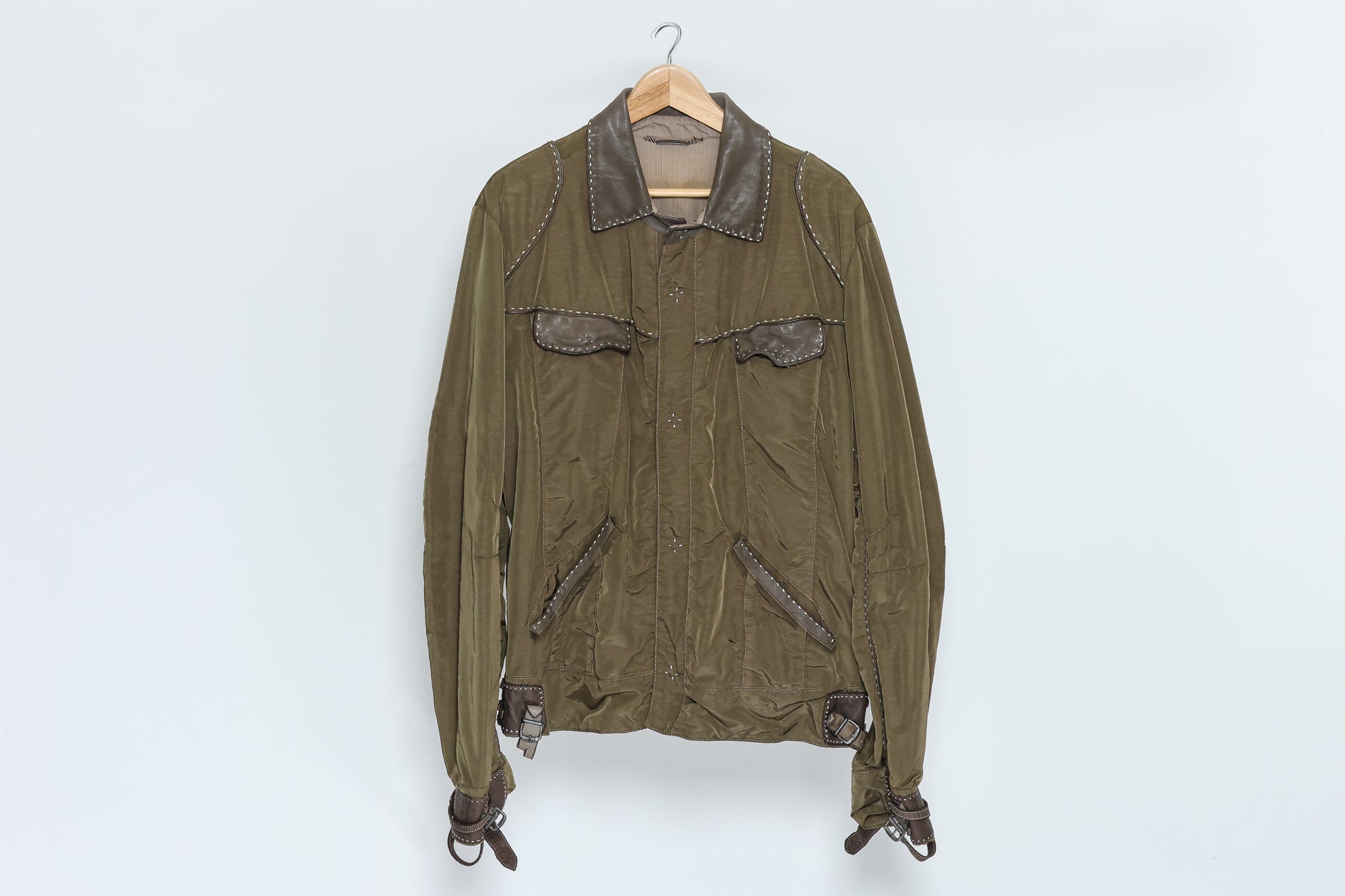 ROBERTO CAVALLI - A MEN'S KHAKI AND LAMBSKIN JACKET