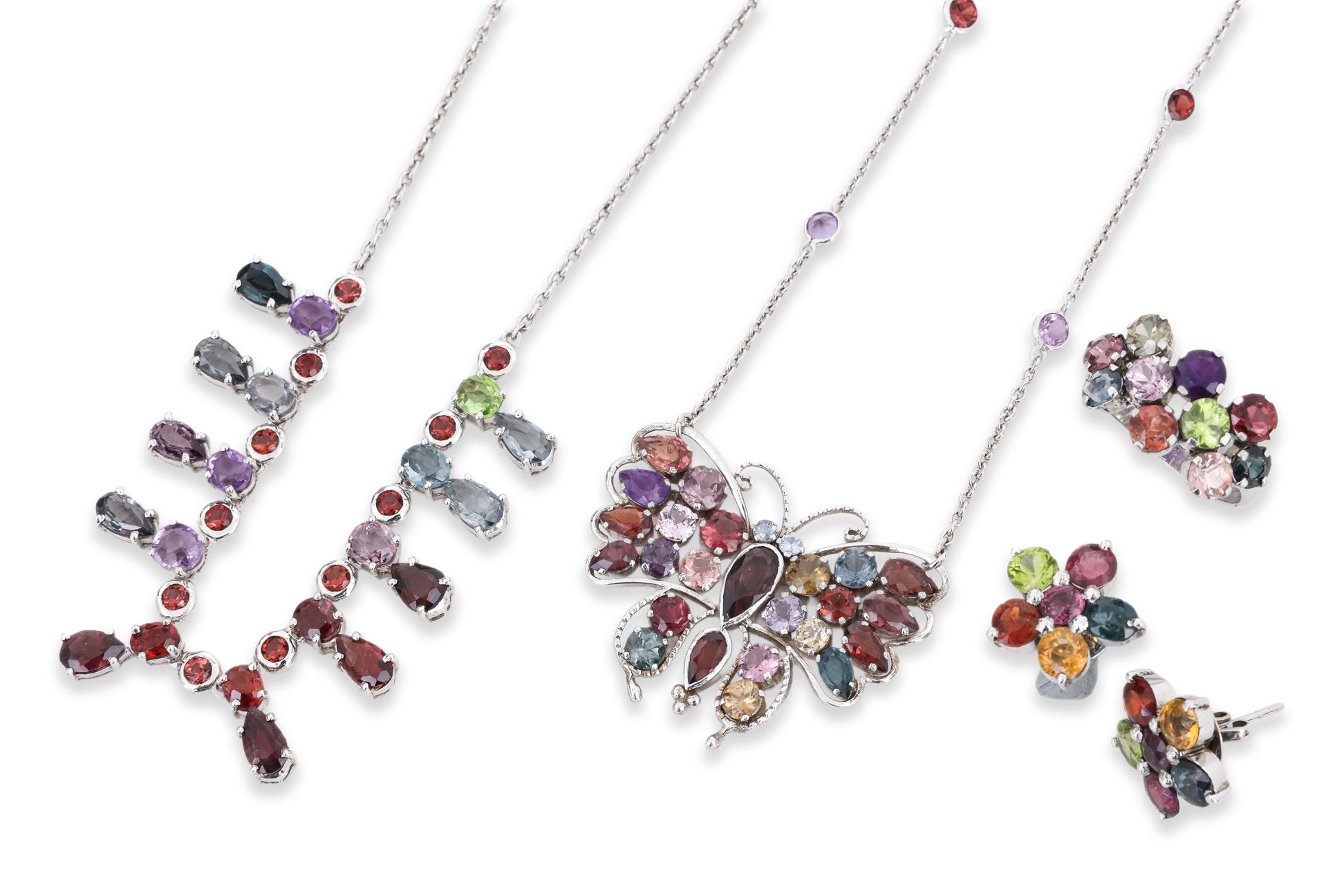 A GROUP OF SEMI-PRECIOUS STONE SET JEWELLERY