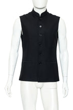 RAJESH PRATAP SINGH - A PINSTRIPE SLEEVELESS NEHRU JACKET