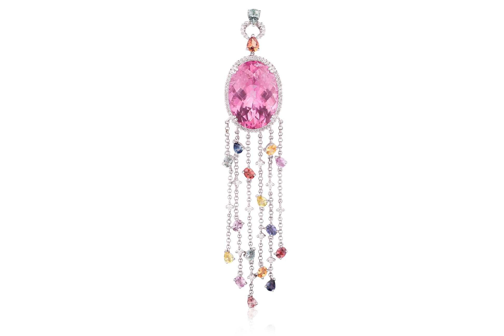 A MULTI-COLOUR GEM AND DIAMOND PENDANT