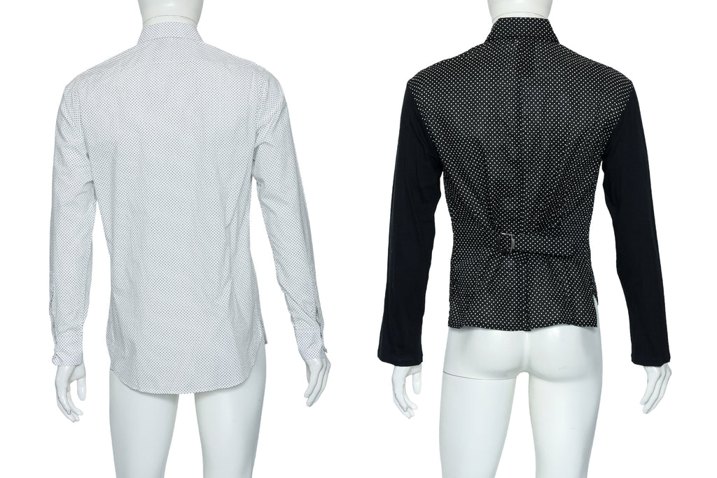 SAINT LAURENT & YOHJI YAMAMOTO PRODUCE - TWO BLACK AND WHITE POLKA DOT SHIRTS