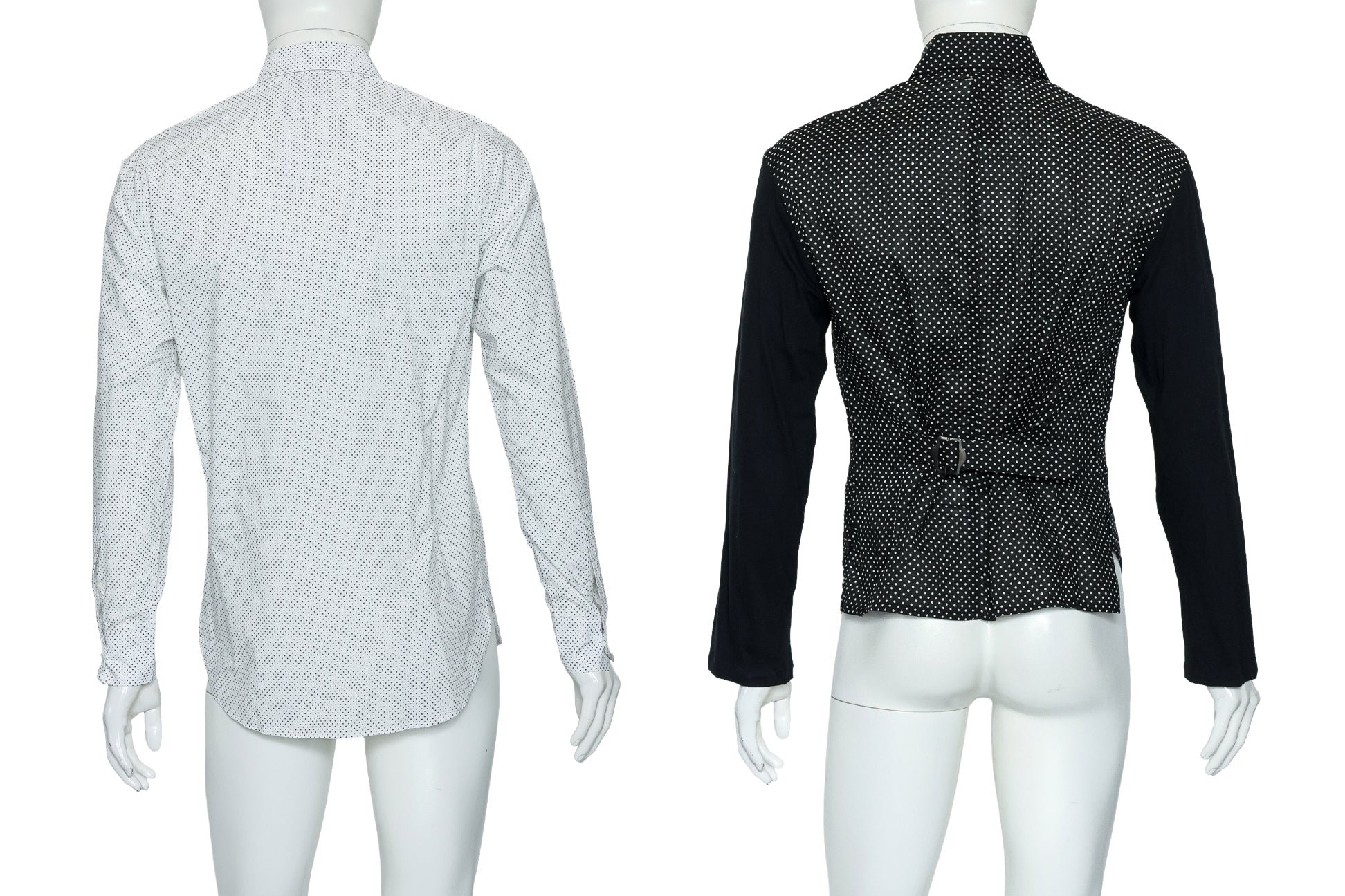 SAINT LAURENT & YOHJI YAMAMOTO PRODUCE - TWO BLACK AND WHITE POLKA DOT SHIRTS