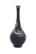 A JAPANESE CLOISONNE MIDNIGHT-BLUE ENAMELLED DRAGON VASE