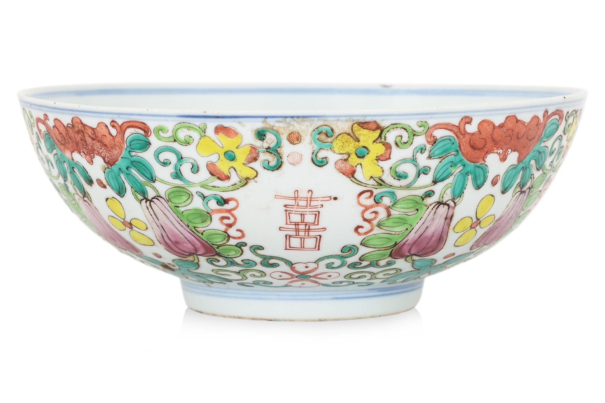 A POLYCHROME DECORATED BOWL