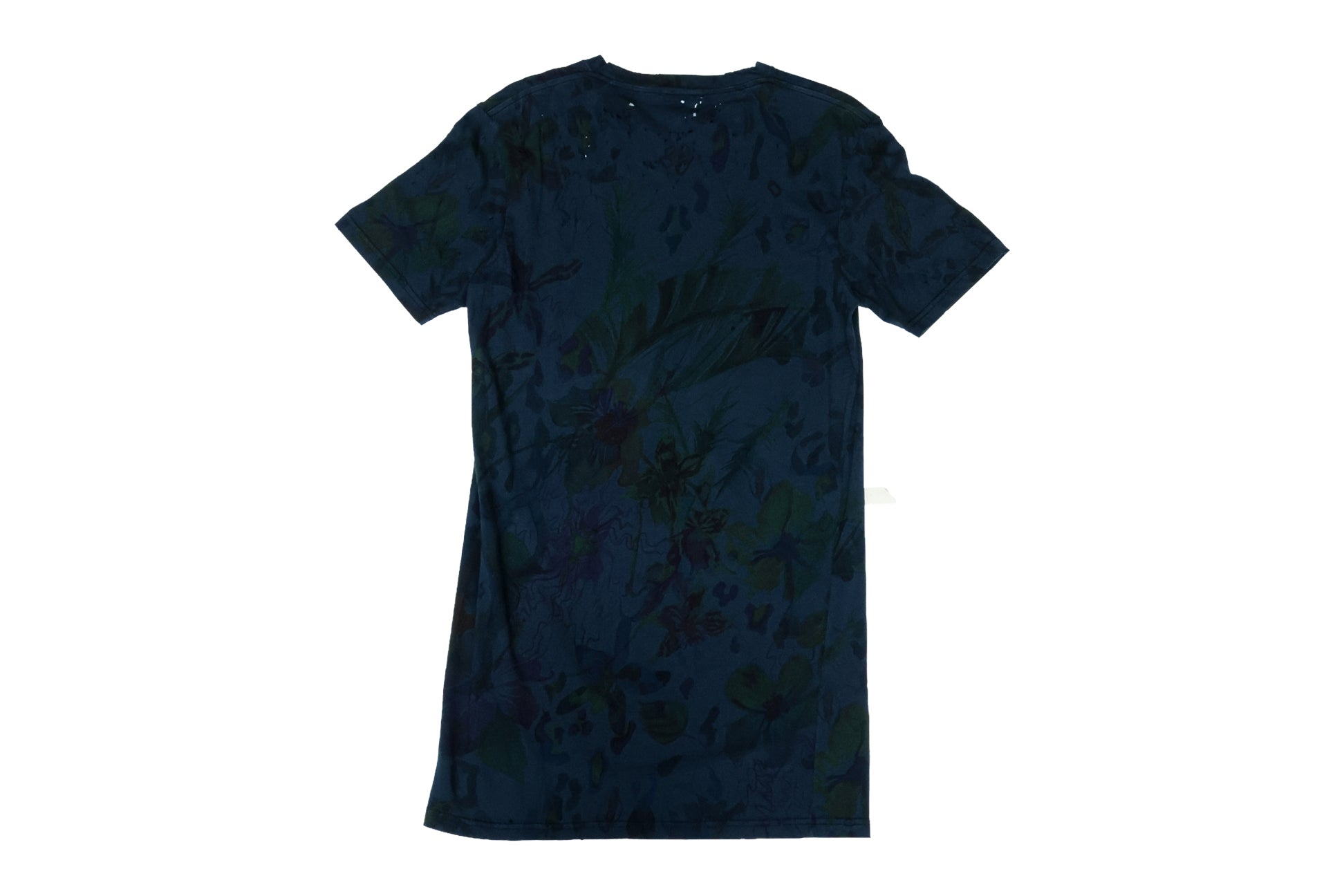 BALMAIN - A BLUE FLORAL PRINT COTTON T-SHIRT