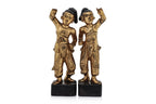 A PAIR OF BURMESE GILT AND LACQUERED NAT FIGURES