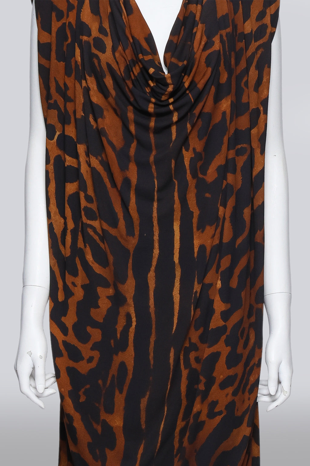 ALEXANDER MCQUEEN - AN OCELOT PRINT COWL DRESS