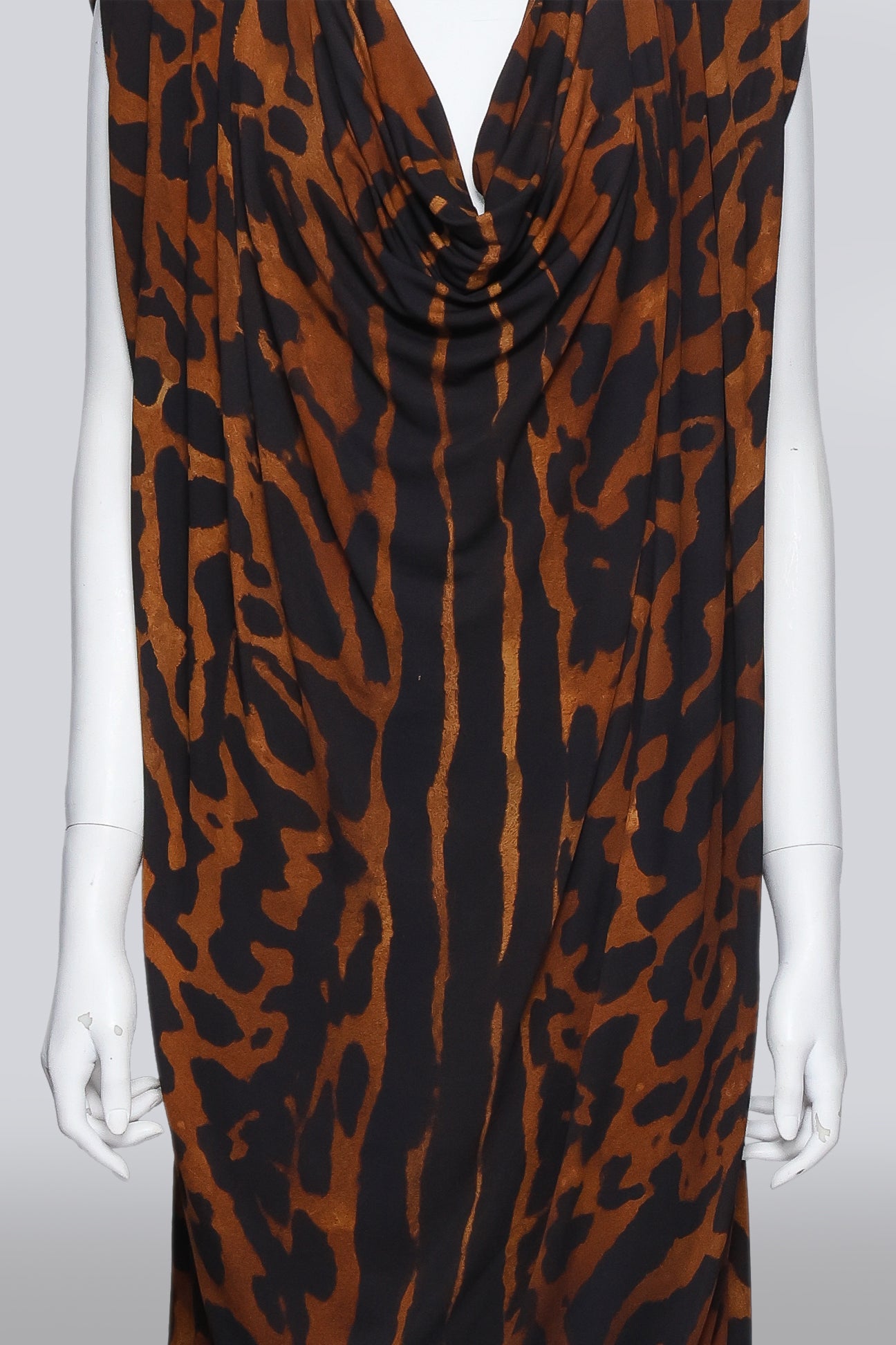 ALEXANDER MCQUEEN - AN OCELOT PRINT COWL DRESS