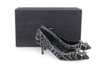 DOLCE & GABBANA – A PAIR OF ANTHRACITE ‘BELLUCCI’ EMBELLISHED LACE PUMPS