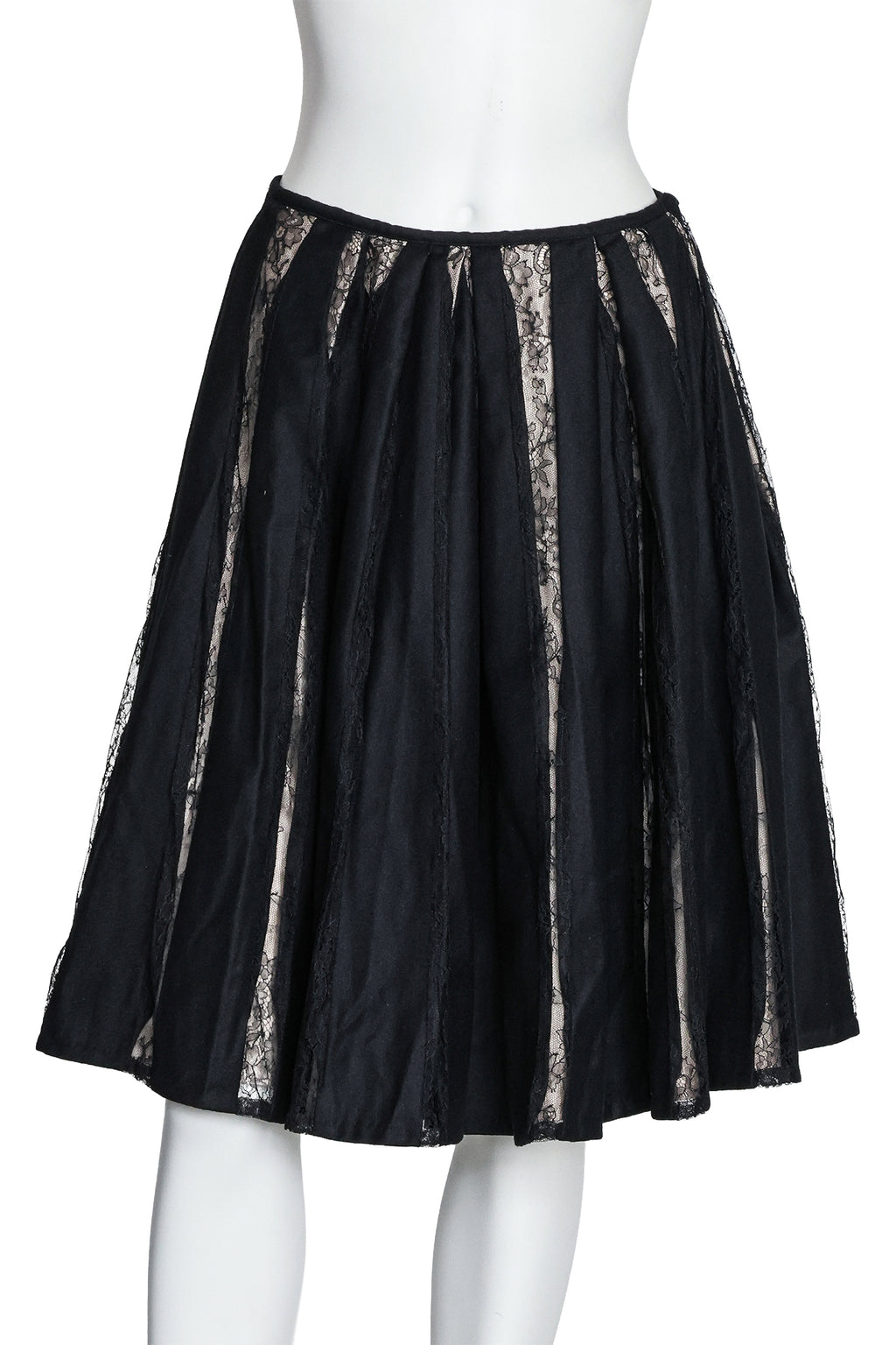 DRIES VAN NOTEN - A PEEKABOO LACE PANEL SKIRT