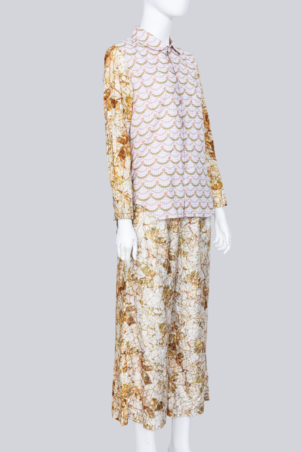 COMME DES GARCONS TRICOT - A 2018 FLORAL PINK AND ORANGE VELVETY SET