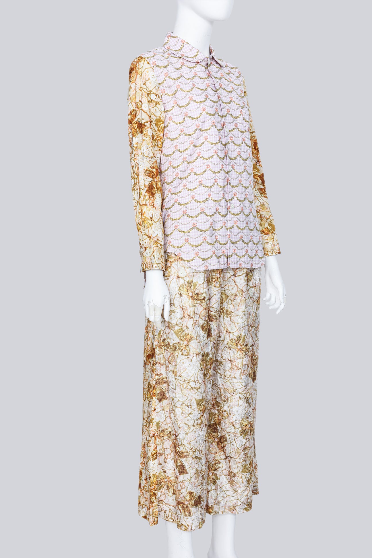 COMME DES GARCONS TRICOT - A 2018 FLORAL PINK AND ORANGE VELVETY SET