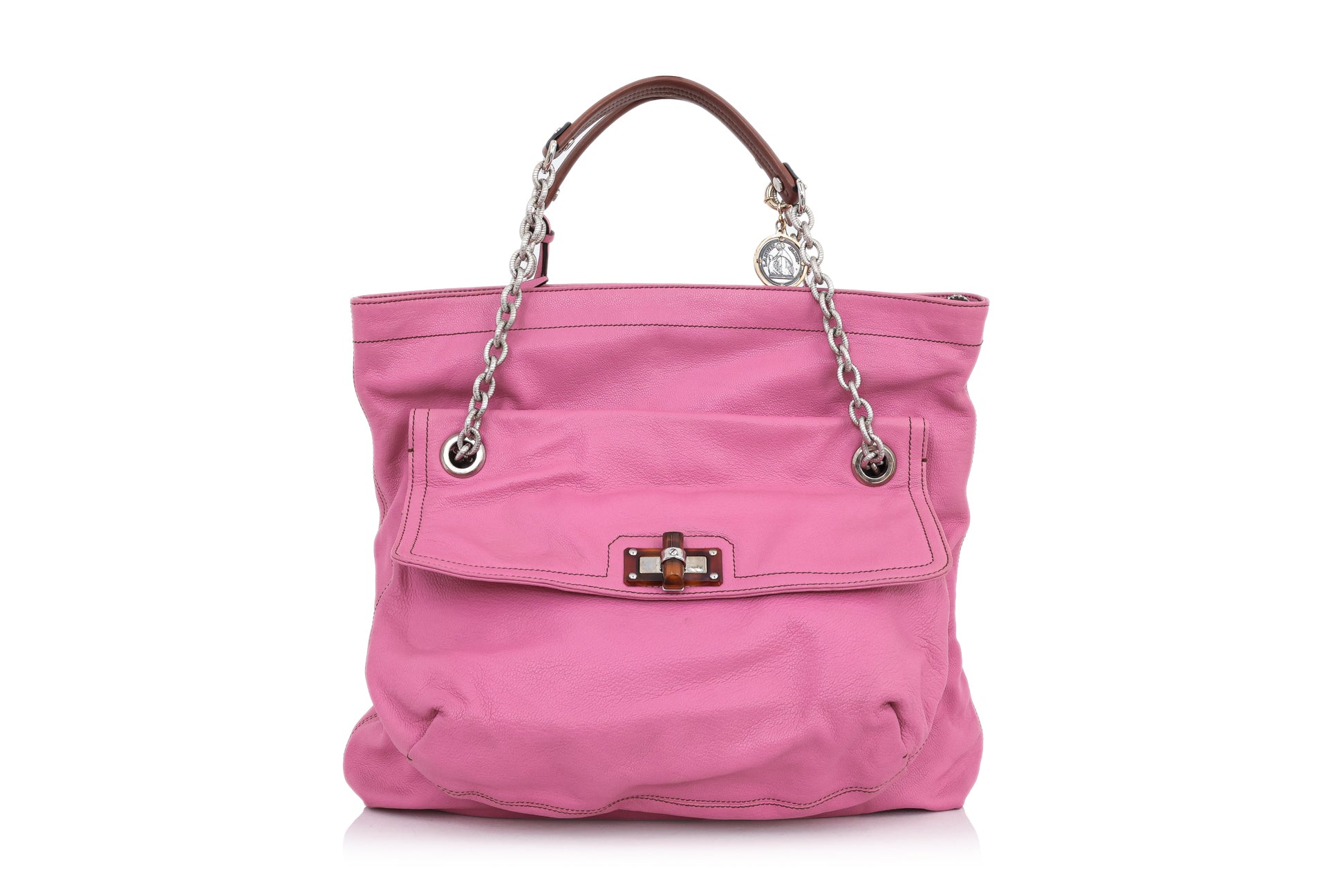 LANVIN - A PINK LEATHER SHOULDER BAG