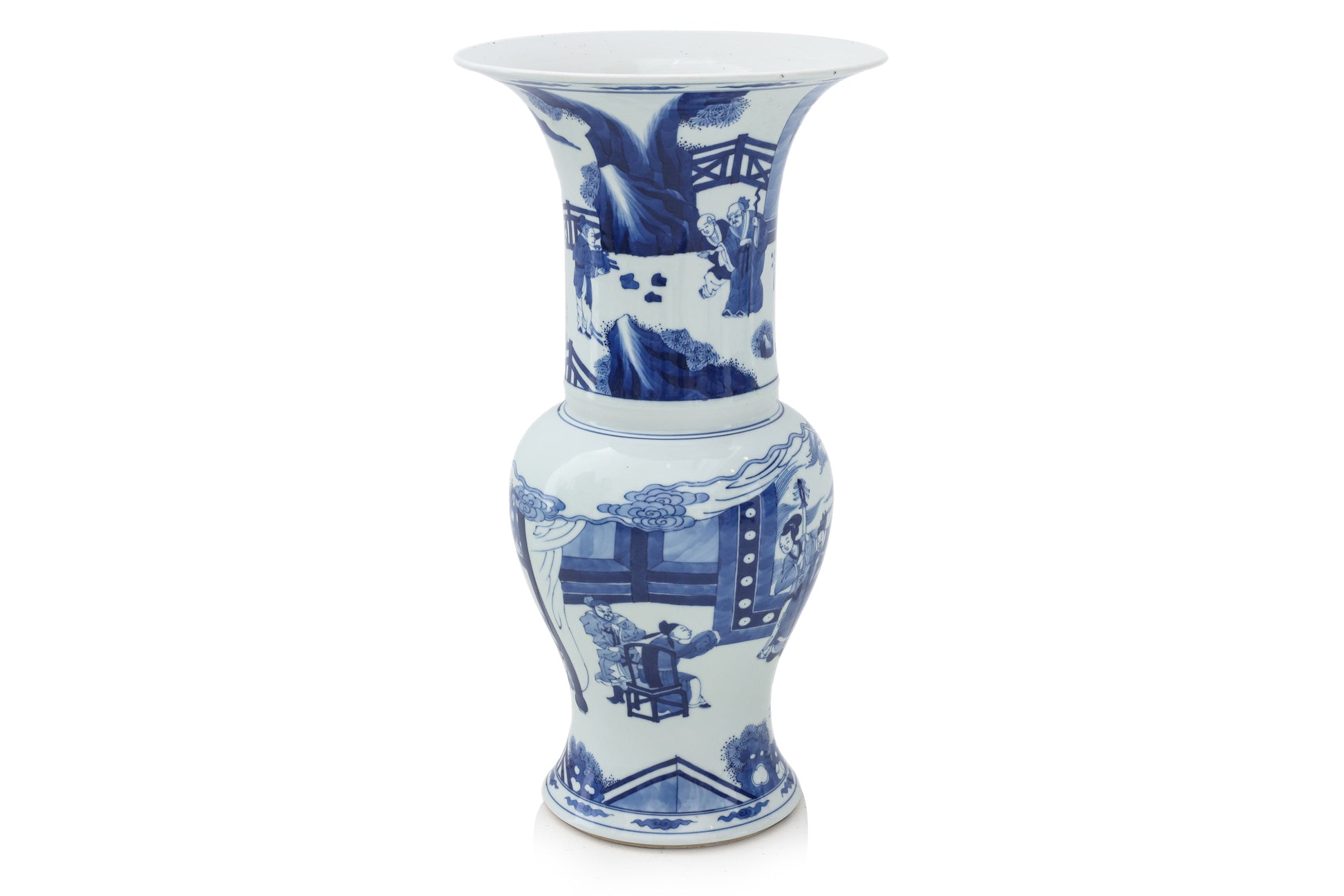 A BLUE AND WHITE GU-FORM VASE