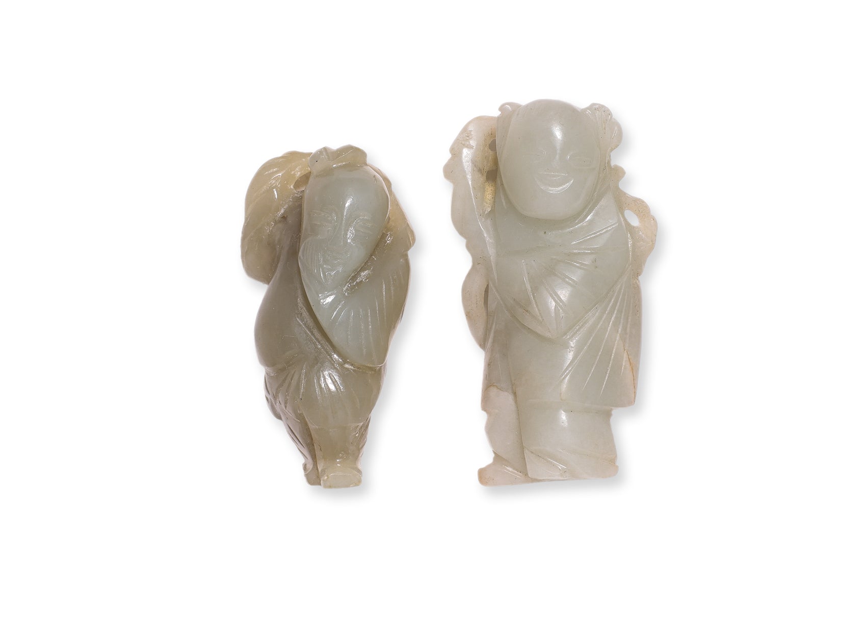 TWO FIGURAL JADE CARVINGS