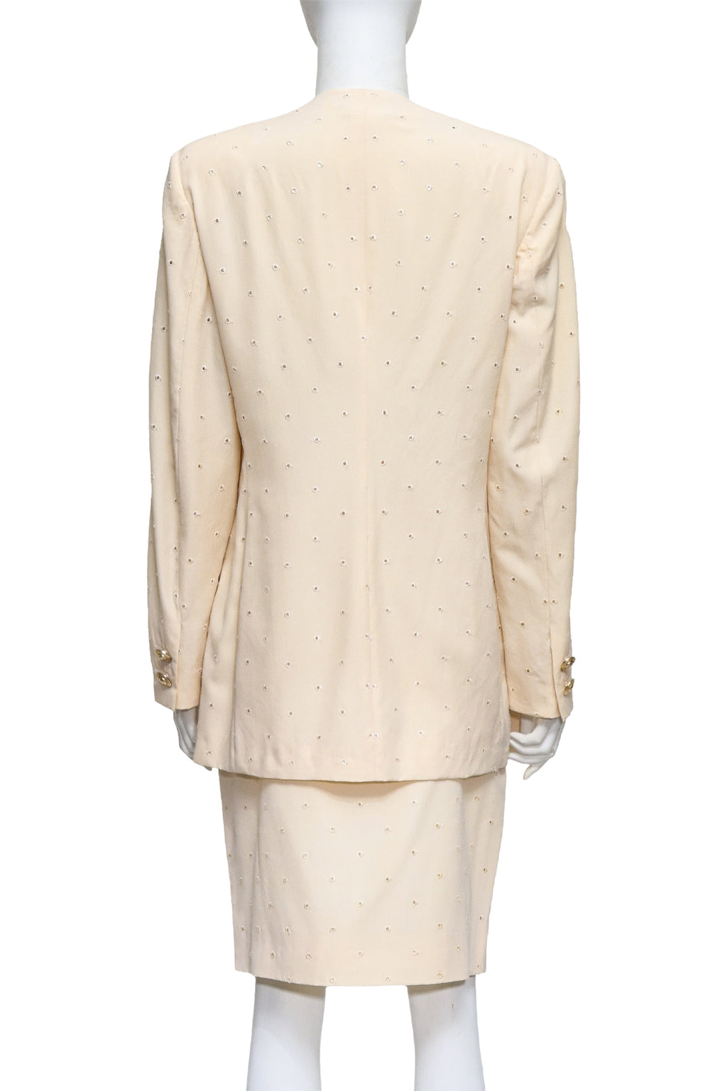 GIANNI VERSACE COUTURE - A CREAM SKIRT AND BLAZER SET