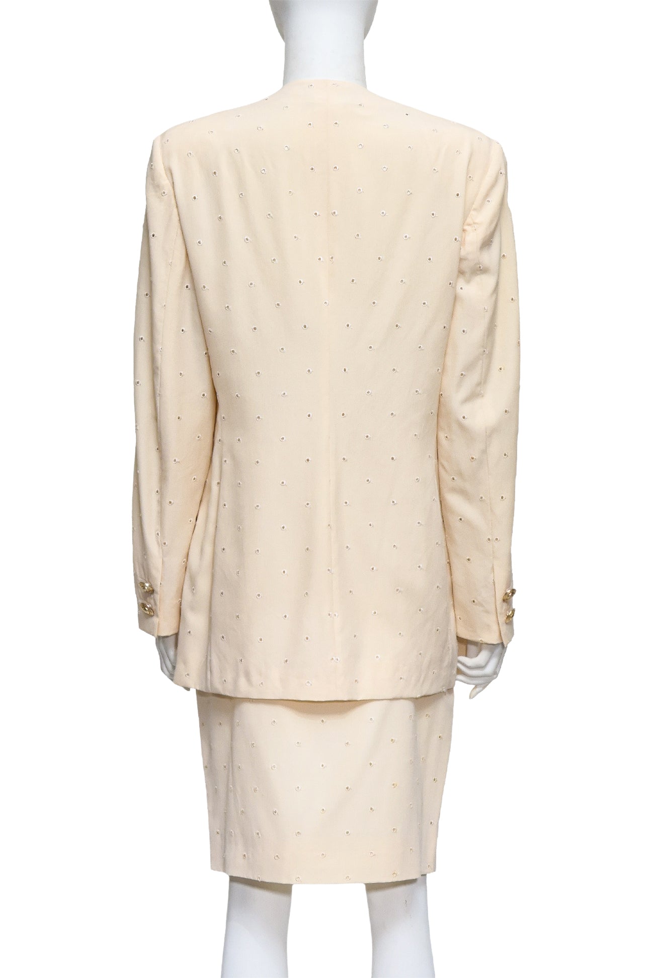 GIANNI VERSACE COUTURE - A CREAM SKIRT AND BLAZER SET