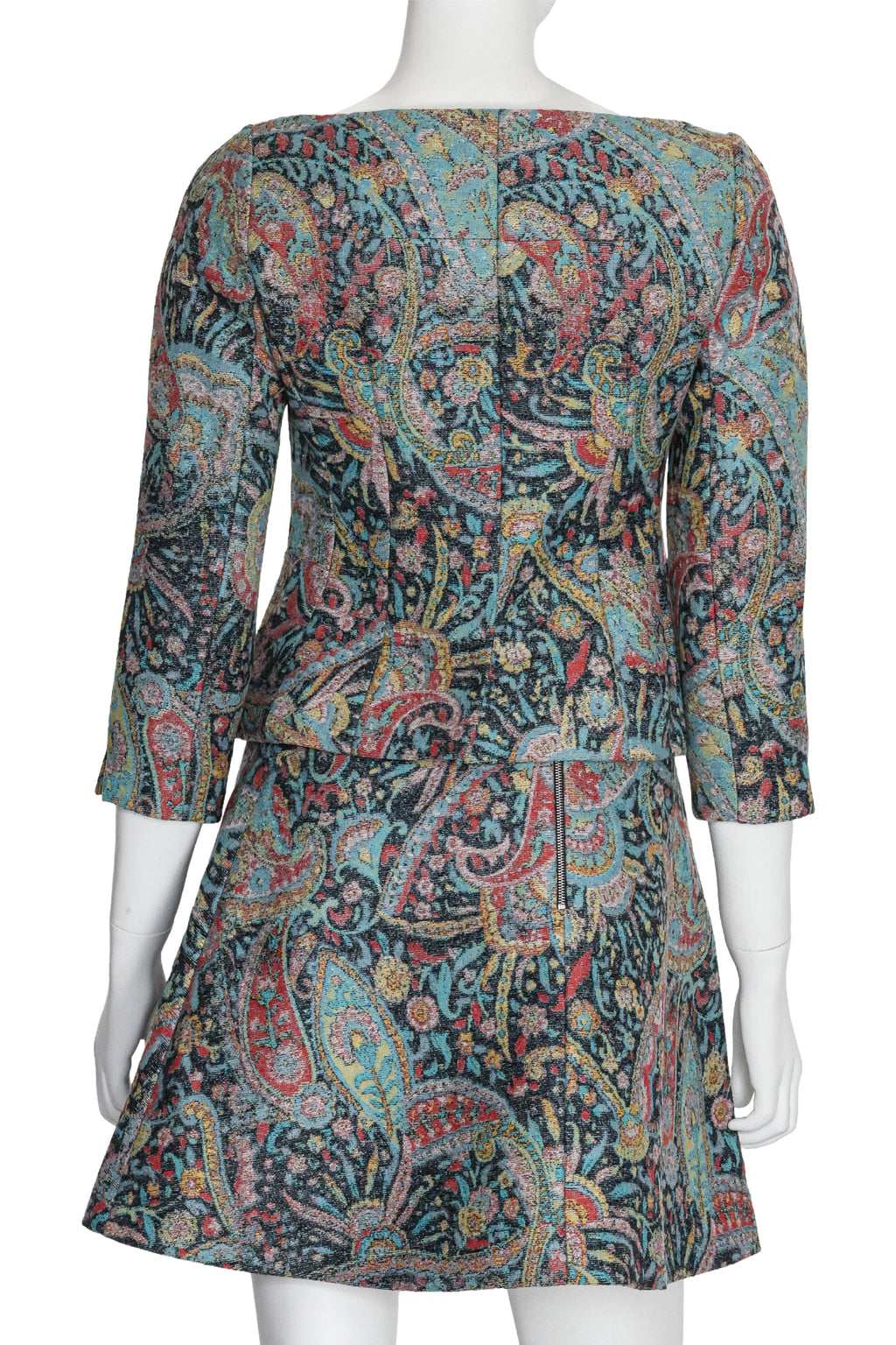 CARVEN - A PAISLEY LONG SLEEVE JACKET AND MINI SKIRT SET