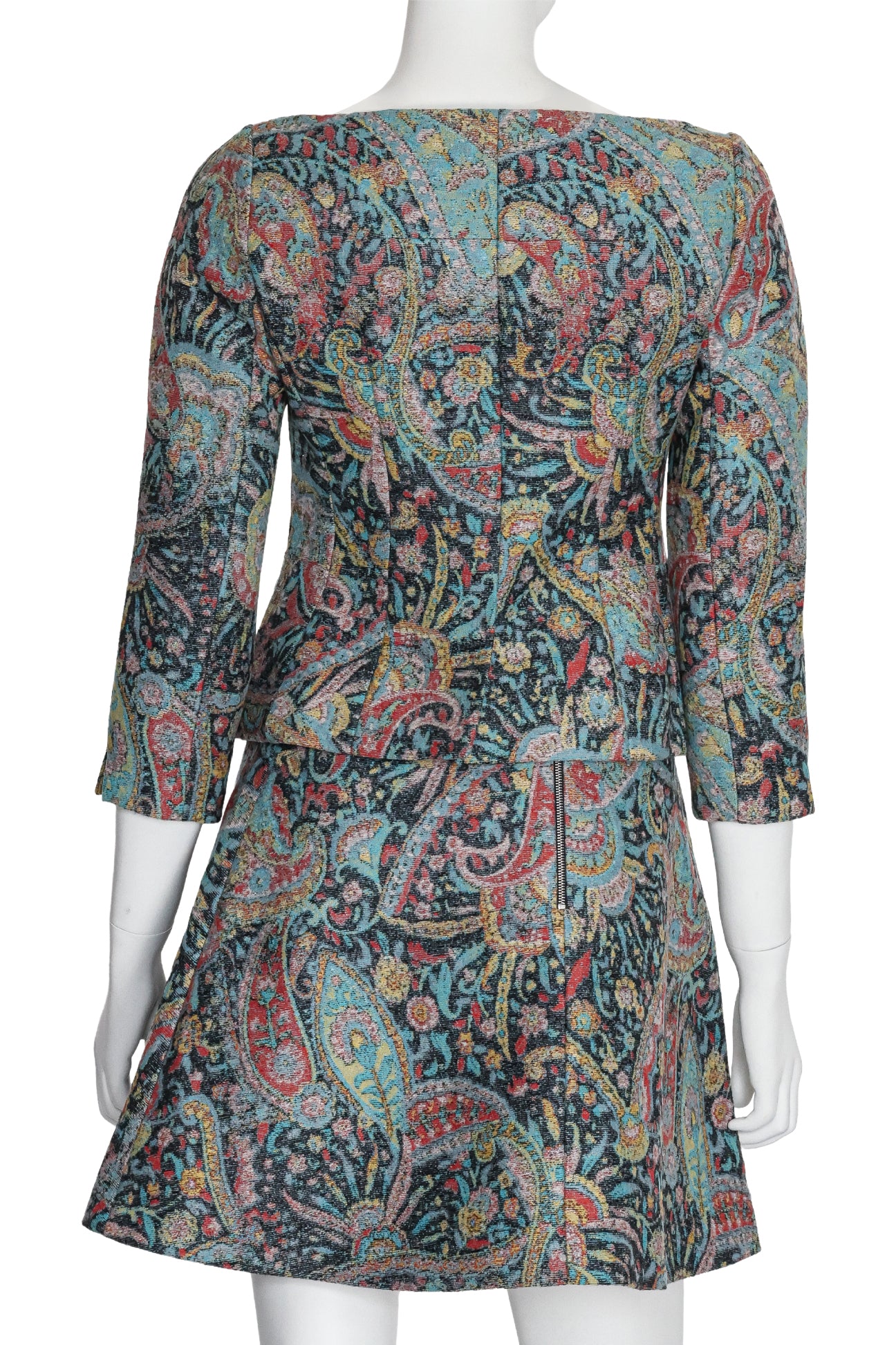 CARVEN - A PAISLEY LONG SLEEVE JACKET AND MINI SKIRT SET