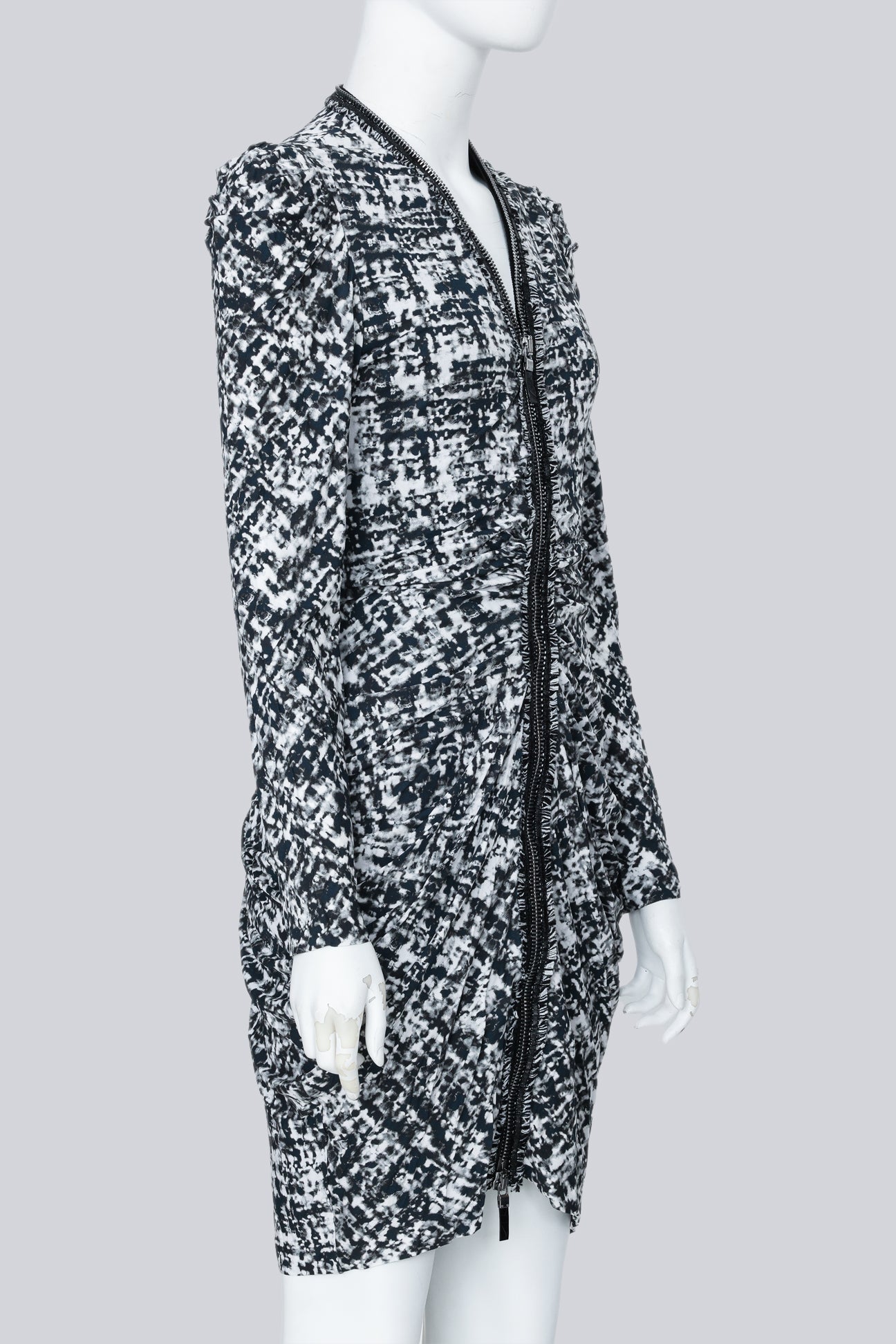 ALEXANDER MCQUEEN - A F/W 2011 ABSTRACT PRINTED ZIP UP DRESS