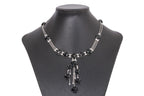 A BLACK JADE AND DIAMOND NECKLACE