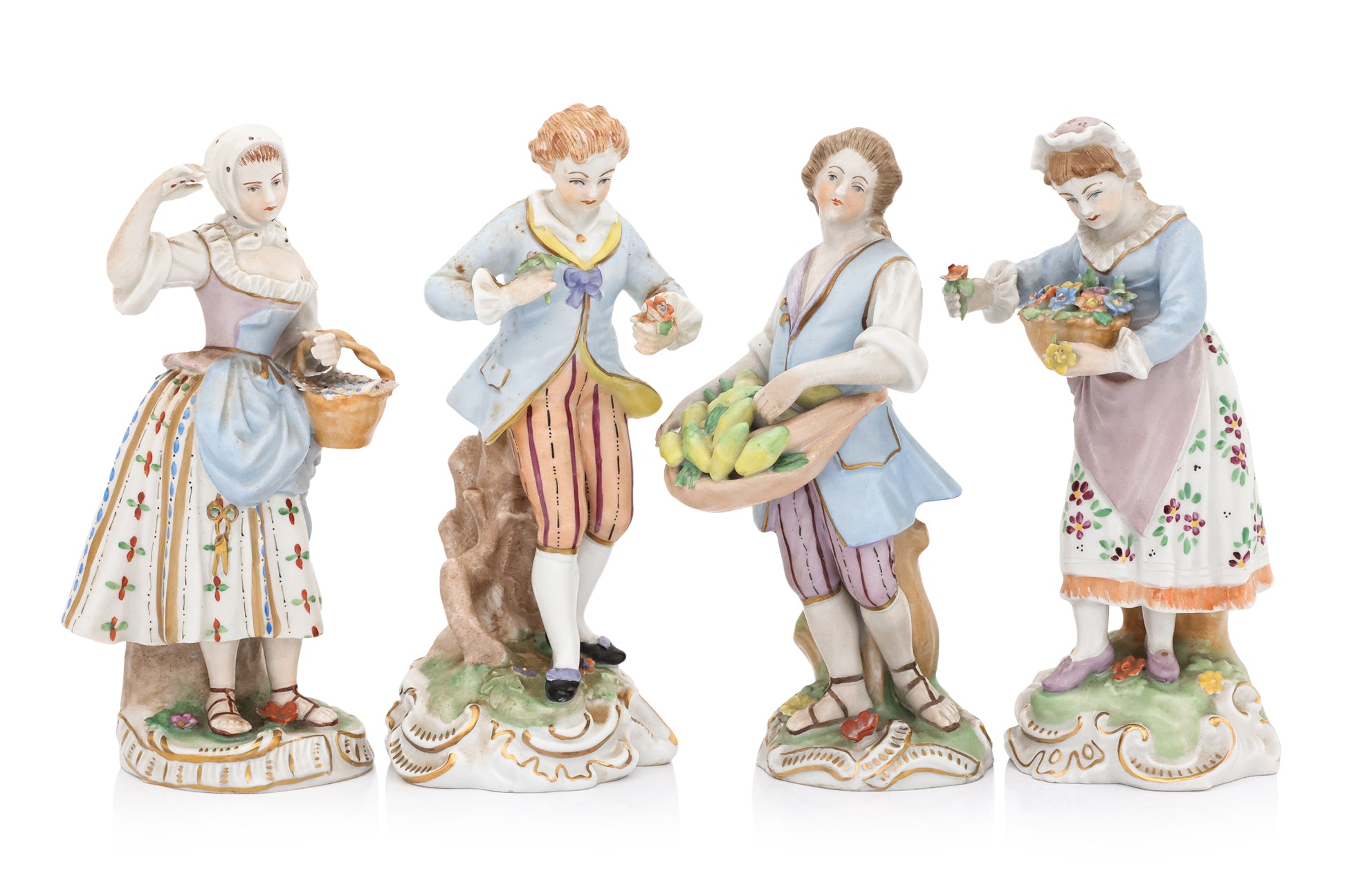 A GROUP OF FIVE DRESDEN PORCELAIN FIGURES