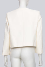FRAME - A CREAM TEXTURED COTTON-BLEND JACKET