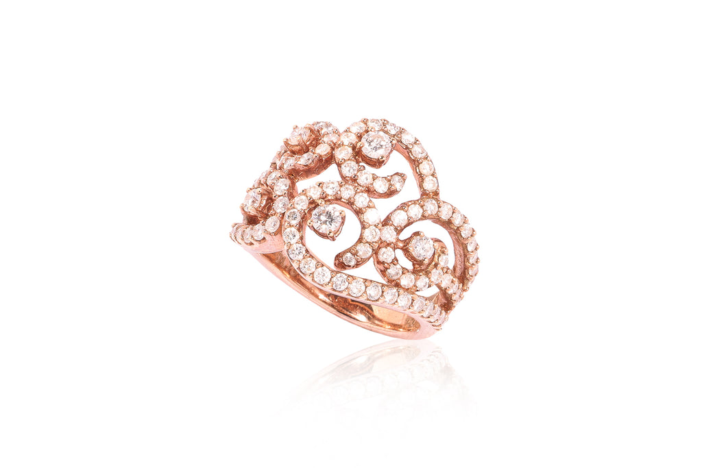 A DIAMOND SET OPENWORK RING