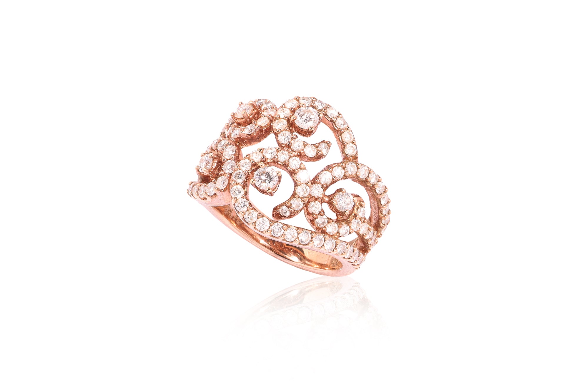 A DIAMOND SET OPENWORK RING
