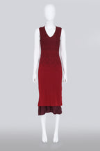 DRIES VAN NOTEN - RED EMBROIDERED DRESS WITH SLIP