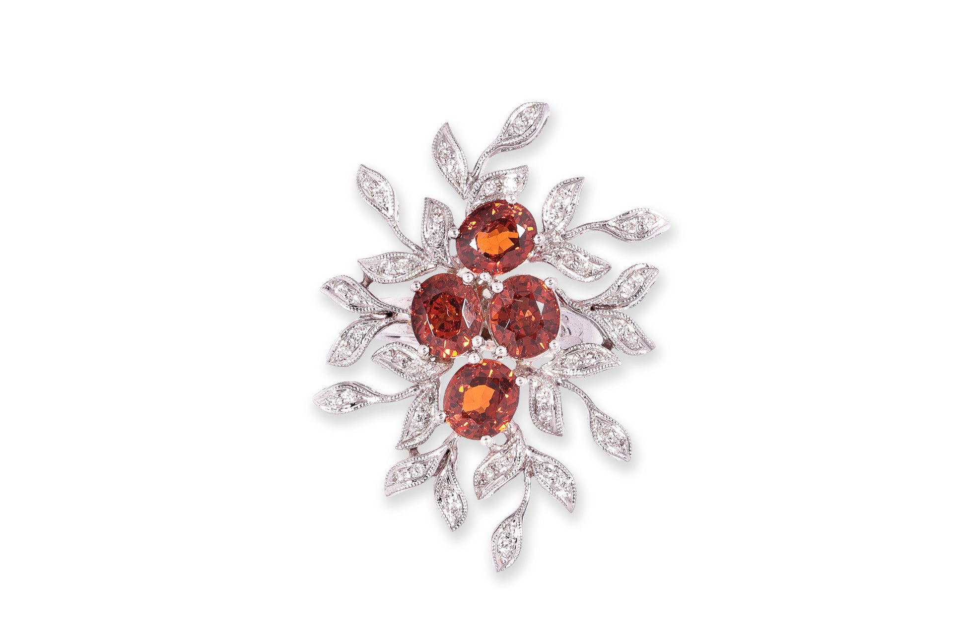 A GARNET AND DIAMOND 'BOUQUET' RING