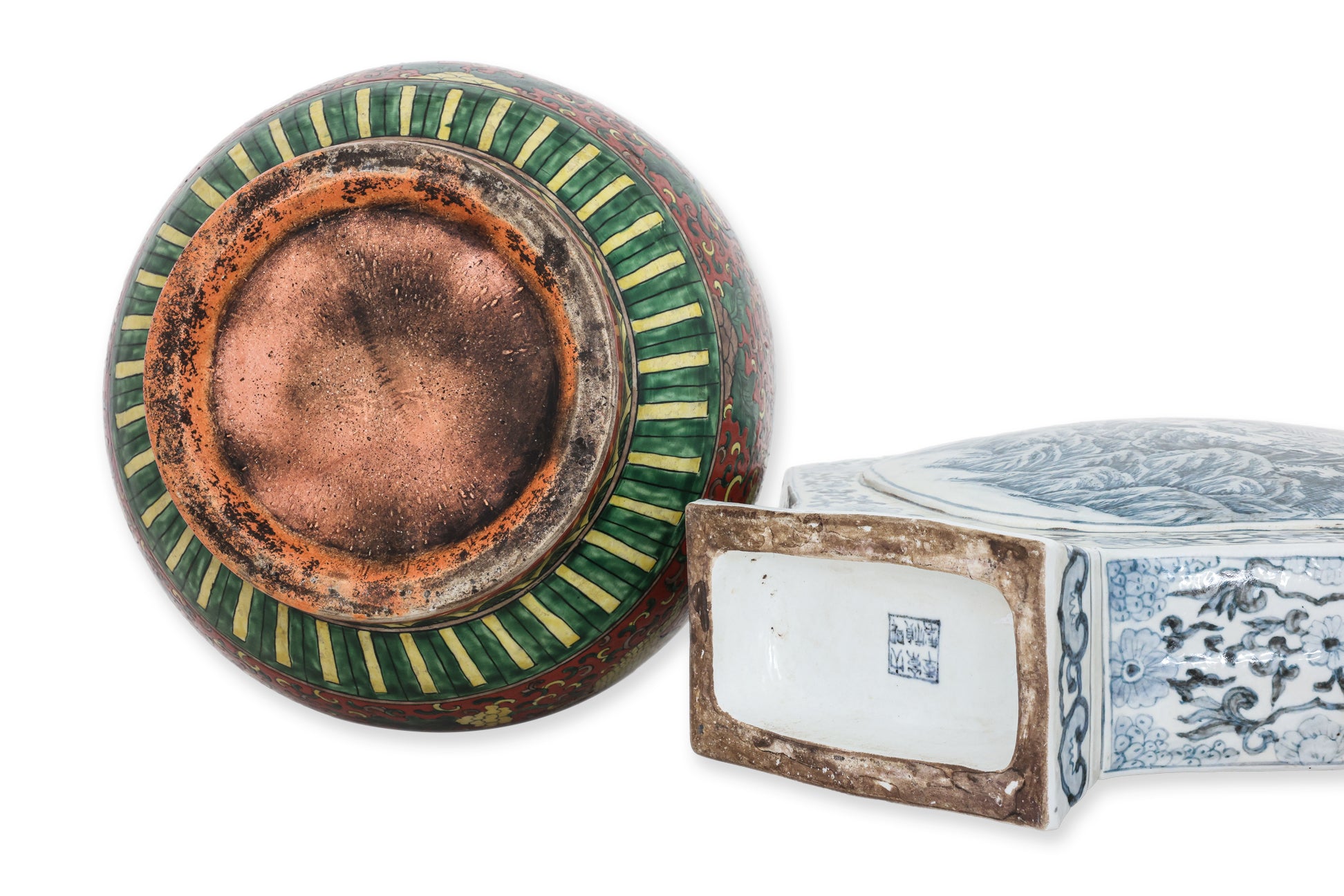 TWO LARGE TWIN HANDLED CERAMIC VASES