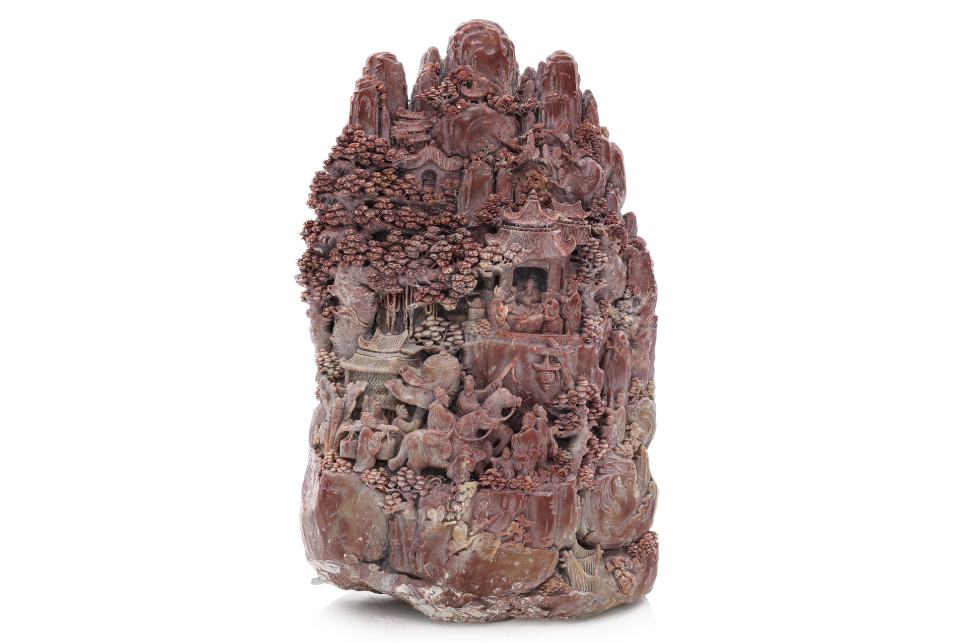 A VERY LARGE SOAPSTONE MOUNTAIN CARVING